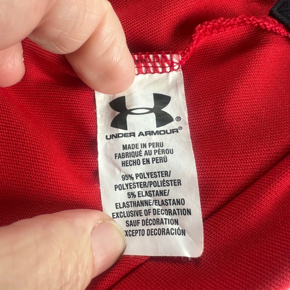 Under Armour Golf Polo HeatGear Loose Short Sleeve Red Shirt Mens Size Large - Picture 6 of 10